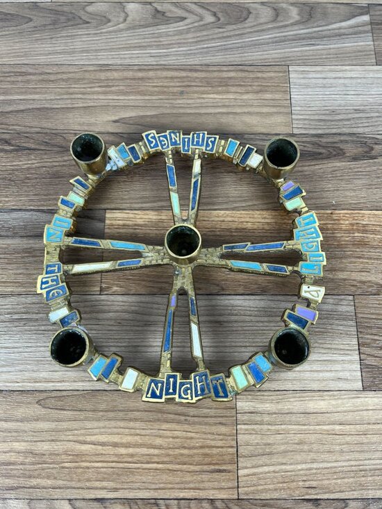 Other - Vtg Terra Sancta Guild Light Shines Brass Enamel Candle Holder